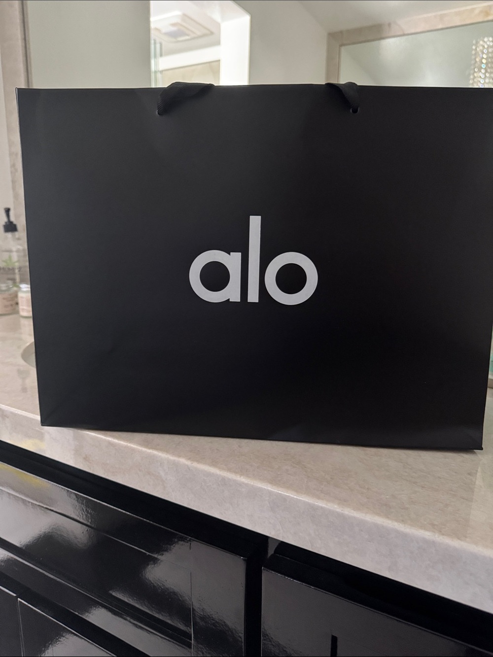 ALO Yoga Black and White Logo Shopping Bag